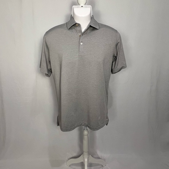 Peter Millar Men's Light Gray Polo - Short Sleeve Knit - Picture 3 of 10